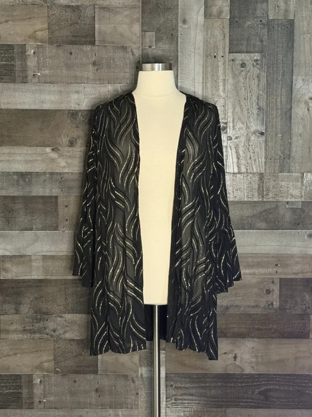 NWT! Avenue sheer black wrap size 26 velvet gold glam cocktail party formal